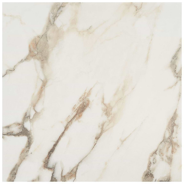Saroshi 24" x 24" Polished White Marble Look Porcelain Tile