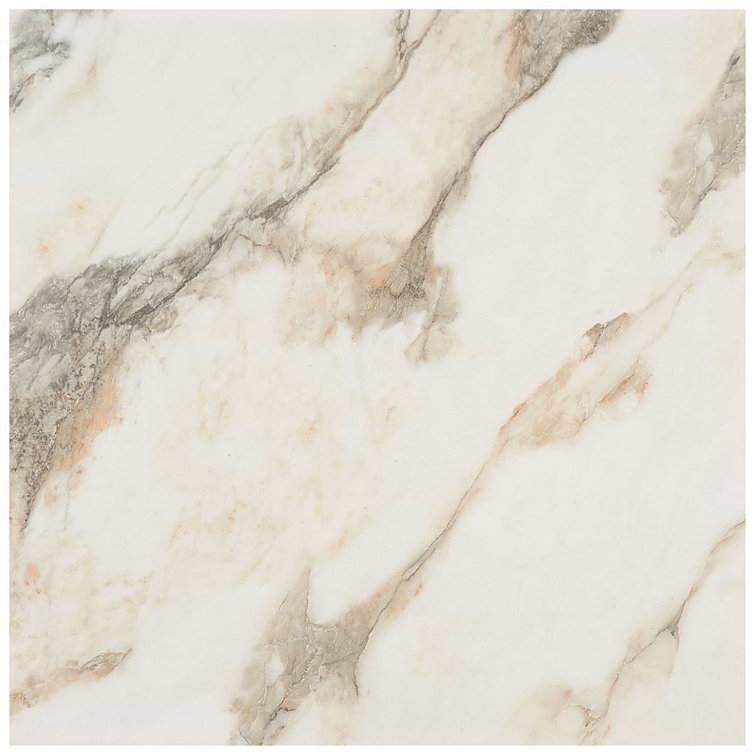 Saroshi 24" x 24" Polished White Marble Look Porcelain Tile