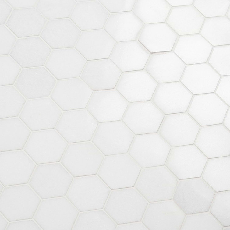 White Thassos Hexagon Marble Mosaic Tile Sheet for Kitchen and Bathroom