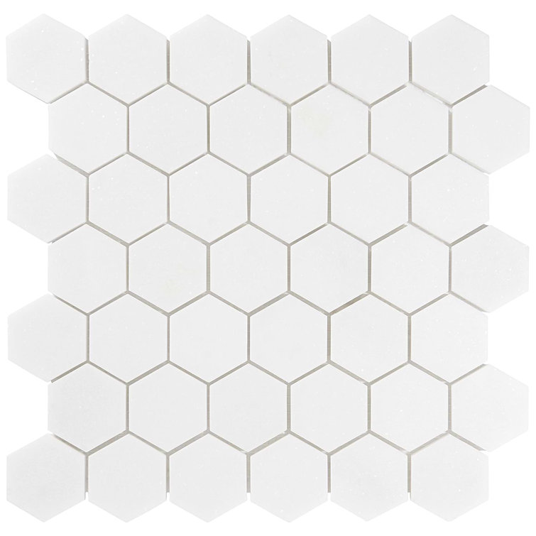 White Thassos Hexagon Marble Mosaic Tile Sheet for Kitchen and Bathroom