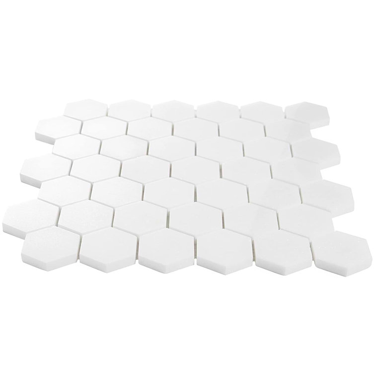 White Thassos Hexagon Marble Mosaic Tile Sheet for Kitchen and Bathroom