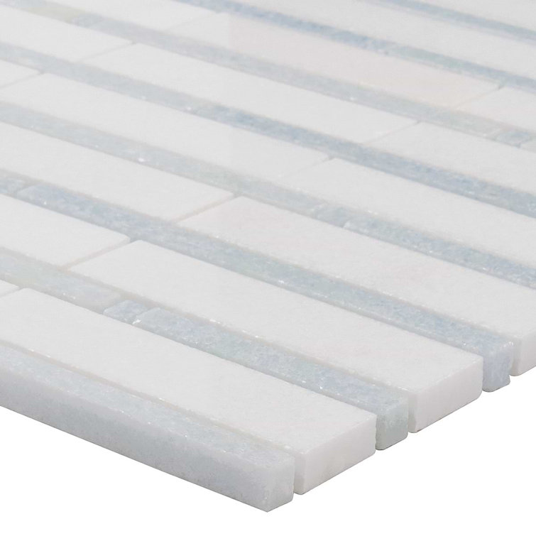 White and Gray Polished Mosaic Linear Wall Tile