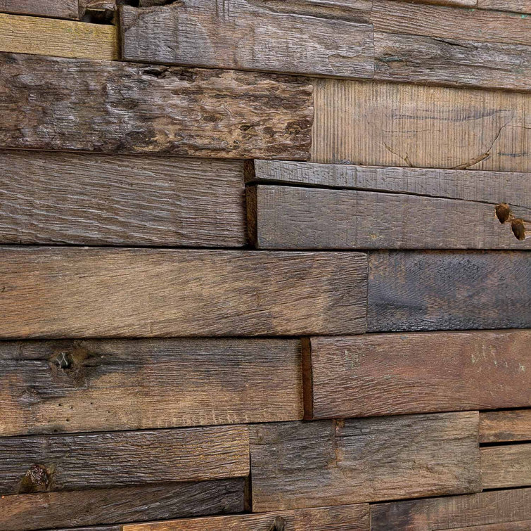 24" x 12" Natural Brown Reclaimed Wood Mosaic Tile