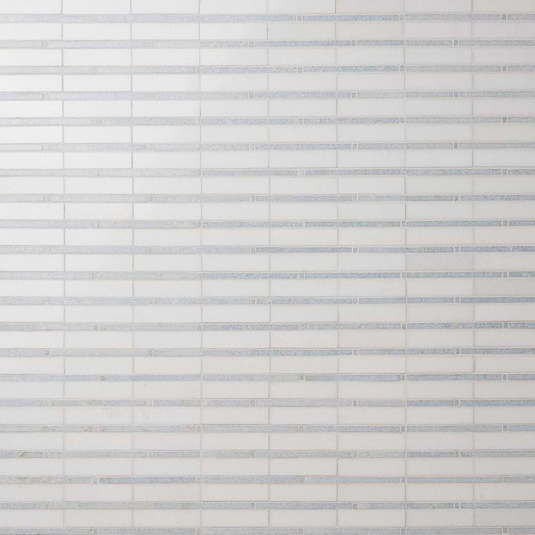 White and Gray Polished Mosaic Linear Wall Tile