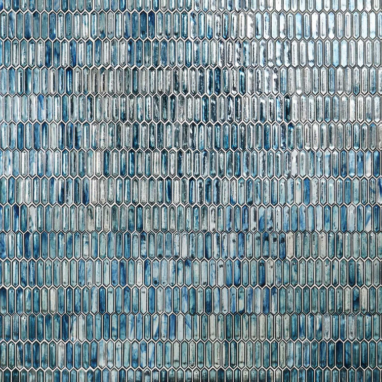 Ocean Rain Blue and White Glass Mosaic Wall Tile