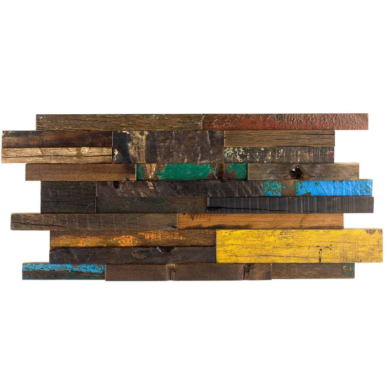 Castaway Multicolor Reclaimed Wood Mosaic Wall Tile