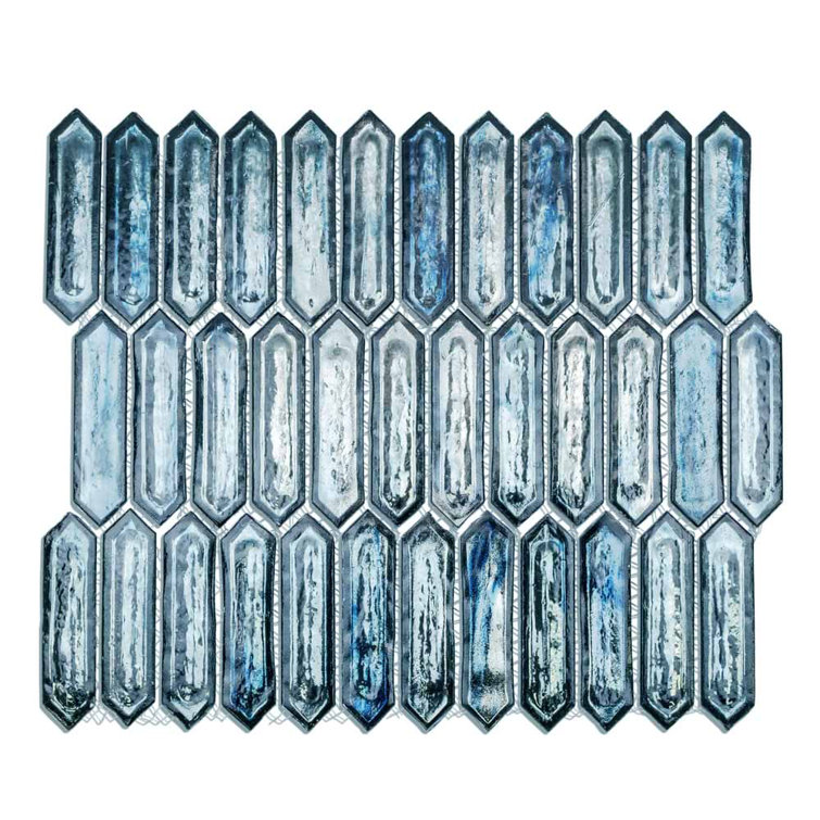 Ocean Rain Blue and White Glass Mosaic Wall Tile