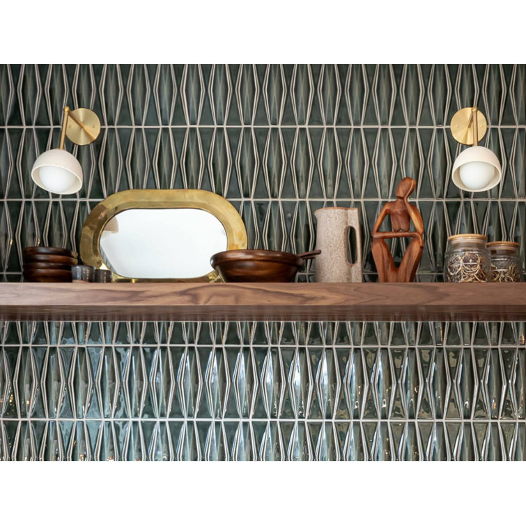 Deep Emerald Glossy Ceramic Mosaic Tile for Walls