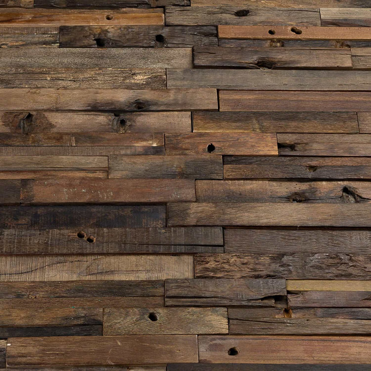 24" x 12" Natural Brown Reclaimed Wood Mosaic Tile