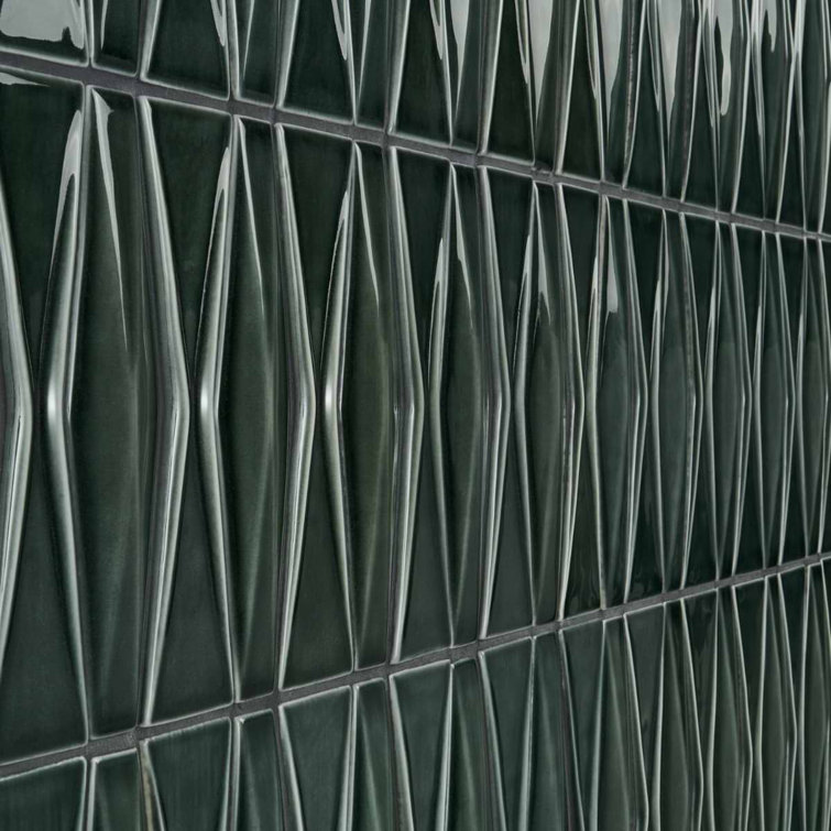 Deep Emerald Glossy Ceramic Mosaic Tile for Walls