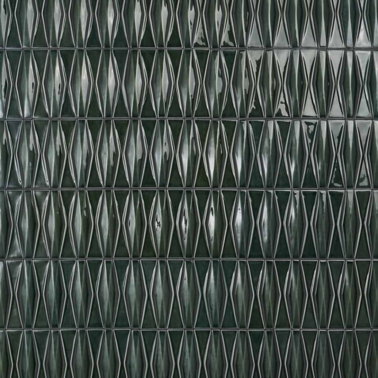 Deep Emerald Glossy Ceramic Mosaic Tile for Walls