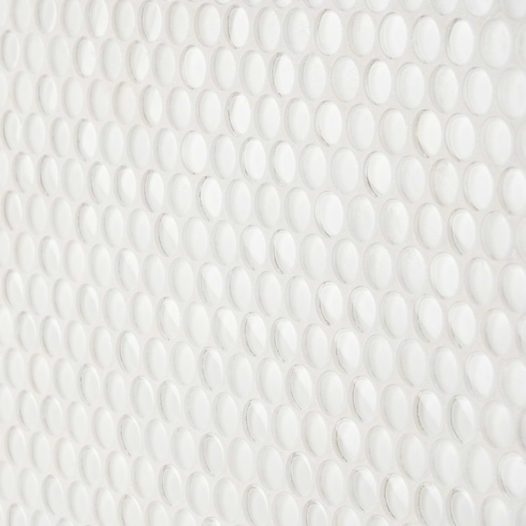Super White Polished Glass Penny Round Mosaic Tile Sheet