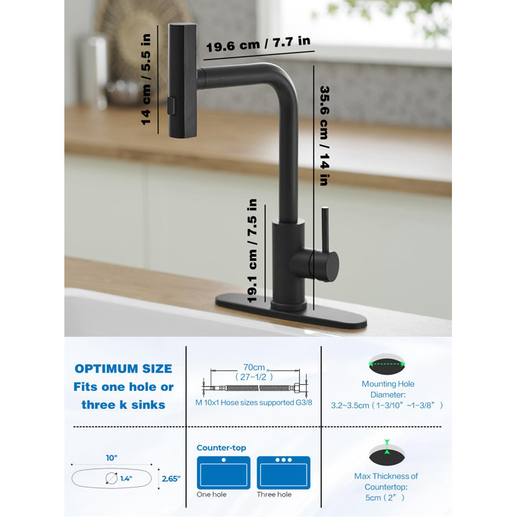 Matte Black Stainless Steel Kitchen Faucet with Pull-out Spray