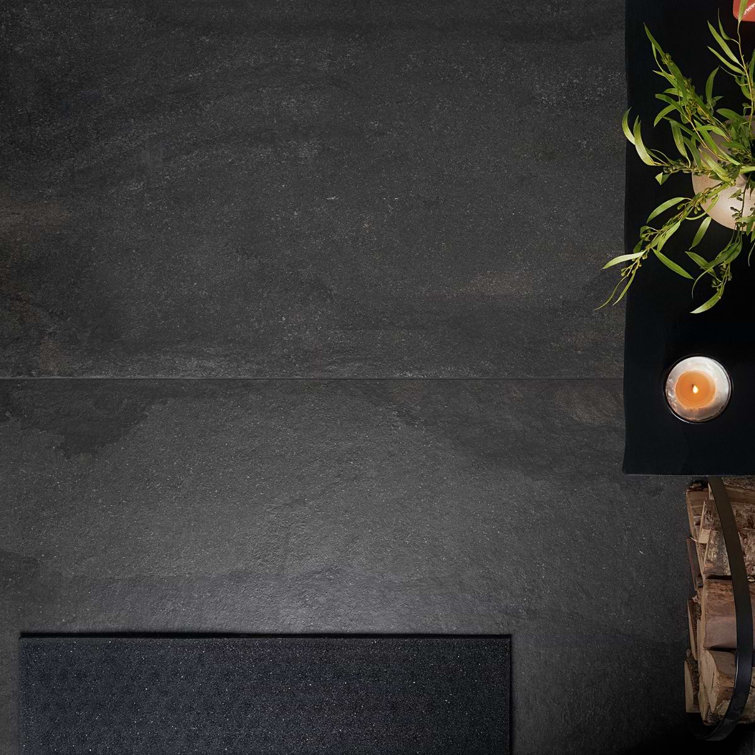 Large Format Matte Black Porcelain Floor and Wall Tile