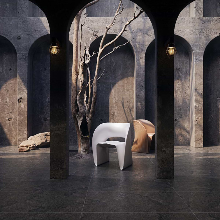 Large Format Matte Black Porcelain Floor and Wall Tile