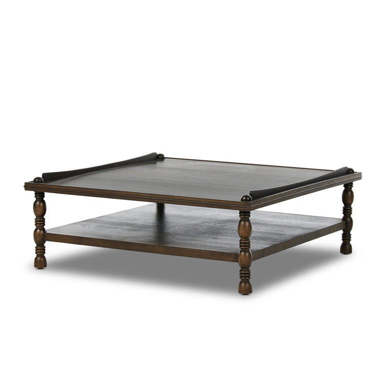 Espresso Brown Solid and MDF Wood Square Coffee Table with Storage