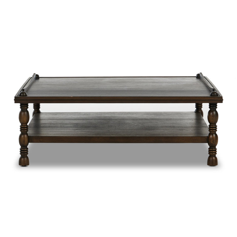 Espresso Brown Solid and MDF Wood Square Coffee Table with Storage