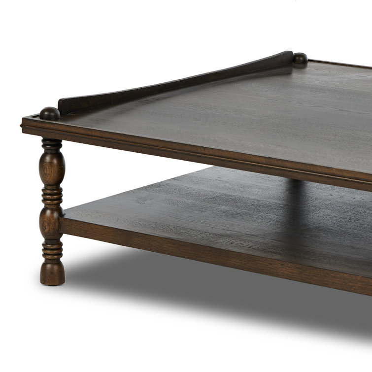 Espresso Brown Solid and MDF Wood Square Coffee Table with Storage