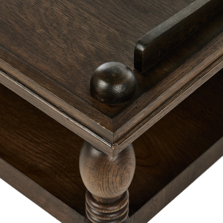 Espresso Brown Solid and MDF Wood Square Coffee Table with Storage