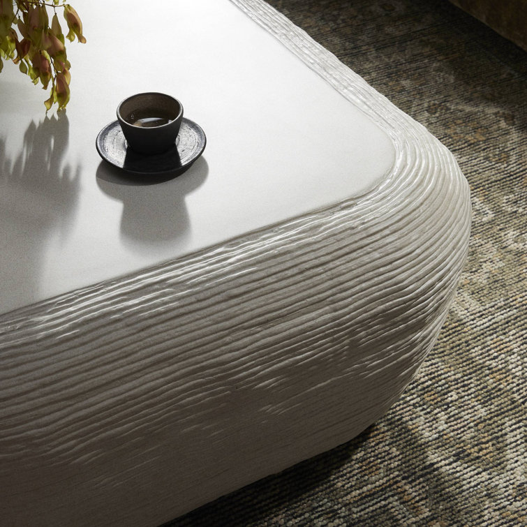 Smooth Lunar Concrete Square Coffee Table with Storage