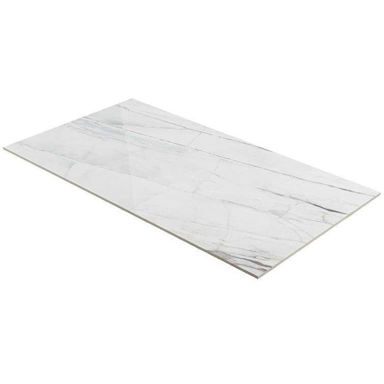 Saroshi Large White Polished Porcelain Floor and Wall Tile