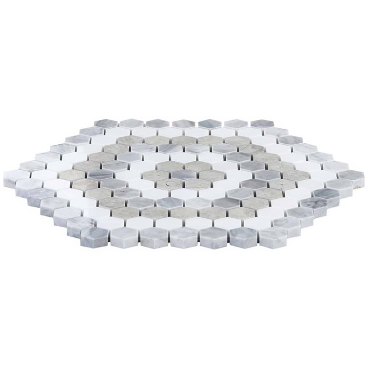 Hyperion Hexagon Polished Marble Mosaic Tile Sheet
