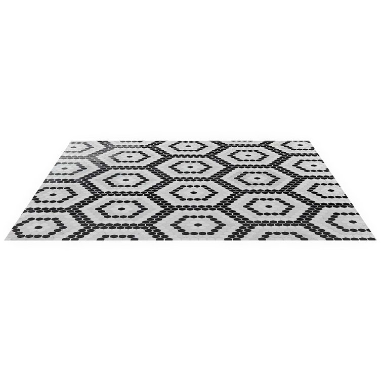 Hyperion Black and White Hexagon Marble Mosaic Tile Sheet
