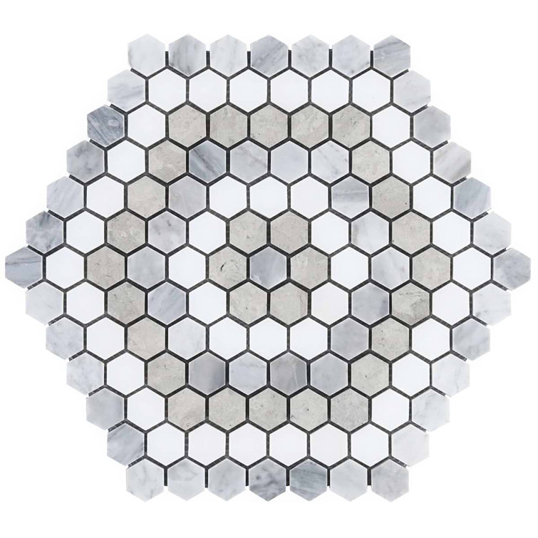 Hyperion Hexagon Polished Marble Mosaic Tile Sheet