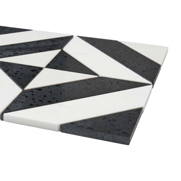 Pepper Black and White Polished Marble Mosaic Tile