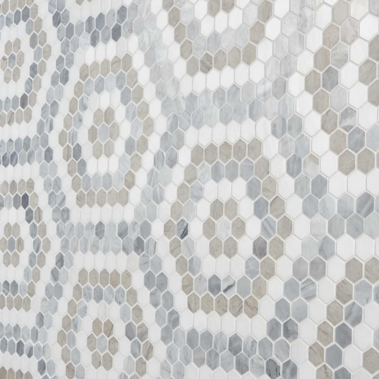 Hyperion Hexagon Polished Marble Mosaic Tile Sheet