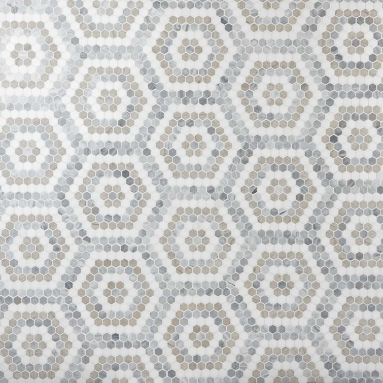 Hyperion Hexagon Polished Marble Mosaic Tile Sheet