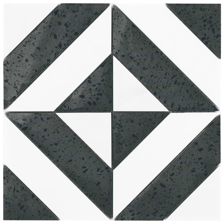 Pepper Black and White Polished Marble Mosaic Tile