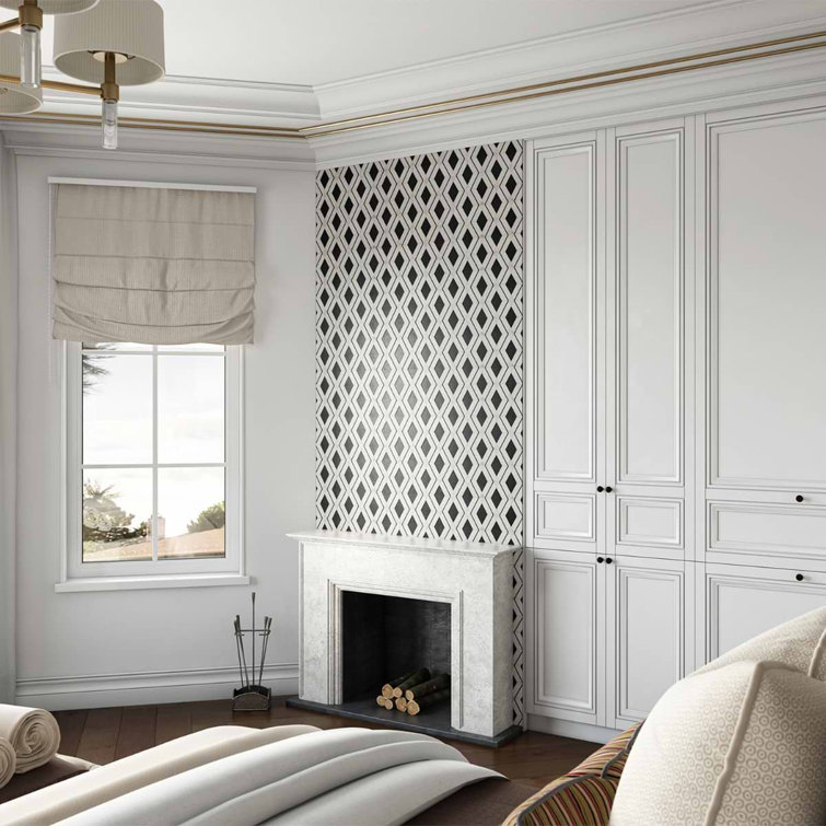 Spencer 10-in x 10-in Polished Black and White Marble Mosaic Tile