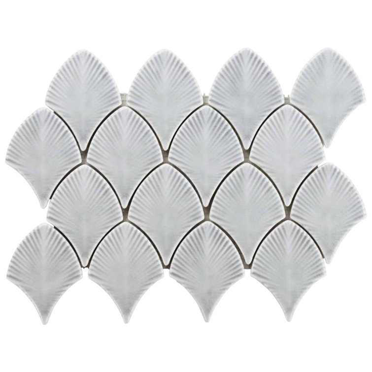 Sky Blue Polished Glass Fishscale Mosaic Wall Tile 9x12