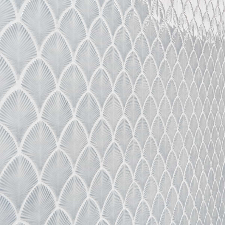 Sky Blue Polished Glass Fishscale Mosaic Wall Tile 9x12