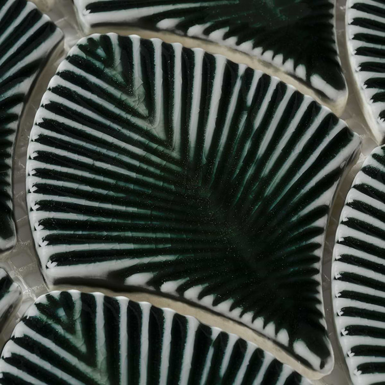 Midnight Blue Polished Glass Fishscale Mosaic Tile 9x12