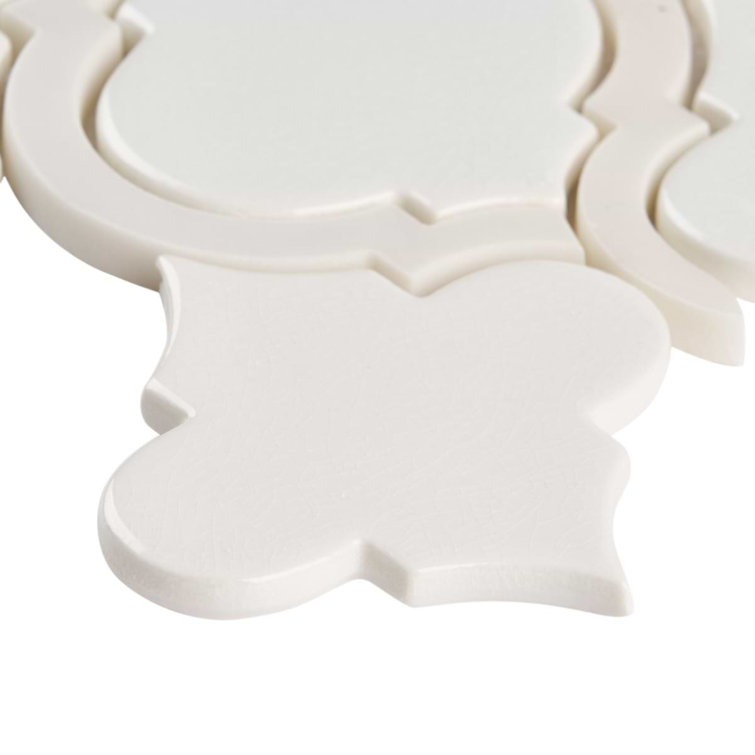 Glacier White Arabesque Ceramic Mosaic Tile Sheet