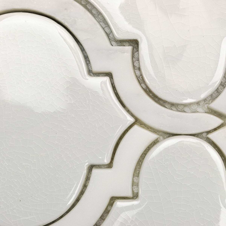 Glacier White Arabesque Ceramic Mosaic Tile Sheet
