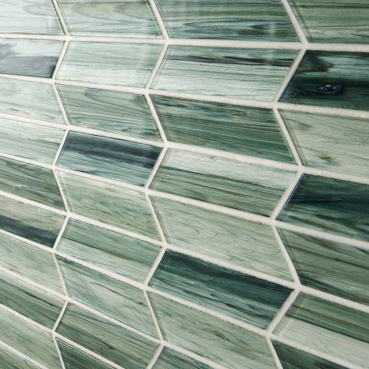 Tara Green Chevron Glass Mosaic Wall Tile