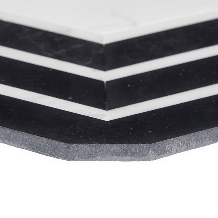 Black and White Geometric Marble Mosaic Tile for Indoor/Outdoor Use