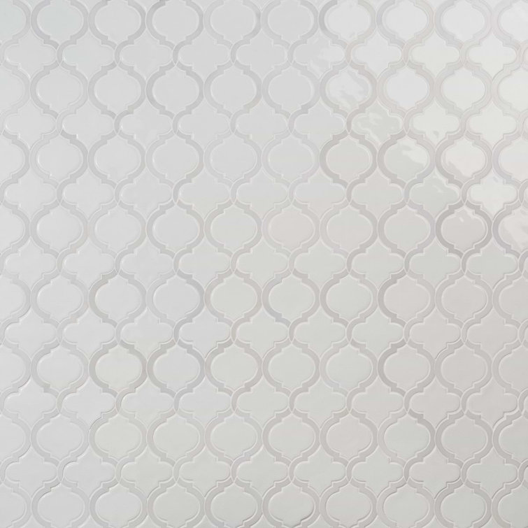 Glacier White Arabesque Ceramic Mosaic Tile Sheet