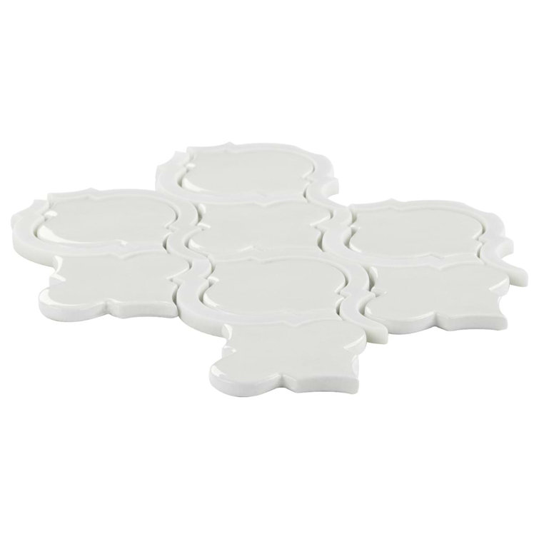 Glacier White Arabesque Ceramic Mosaic Tile Sheet
