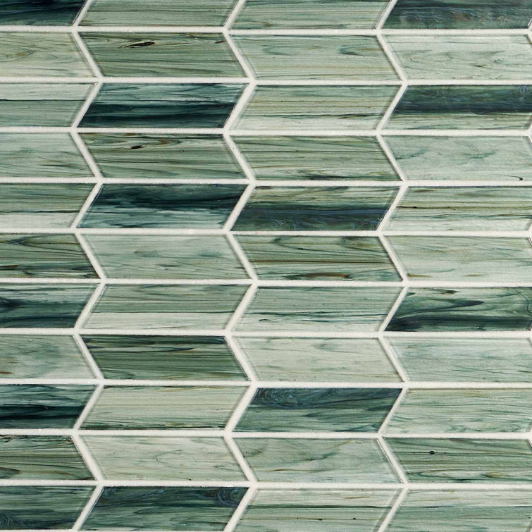 Tara Green Chevron Glass Mosaic Wall Tile