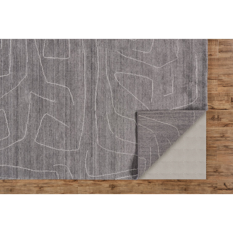 Lennox Abstract Gray Viscose 5' x 8' Hand-Loomed Area Rug