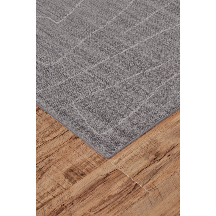 Lennox Abstract Gray Viscose 5' x 8' Hand-Loomed Area Rug