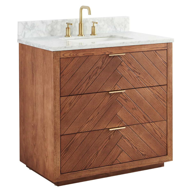 Baker 36" Ash Wood Vanity with Carrara Marble Top