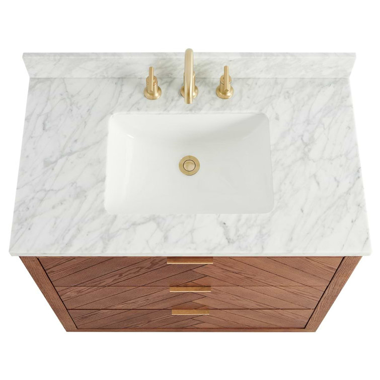 Baker 36" Ash Wood Vanity with Carrara Marble Top
