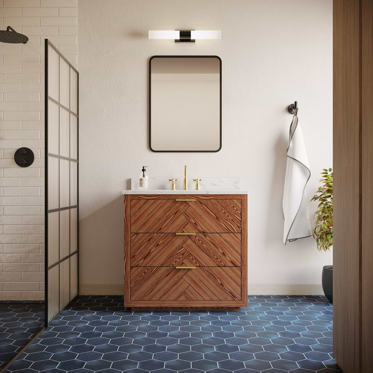 Baker 36" Ash Wood Vanity with Carrara Marble Top