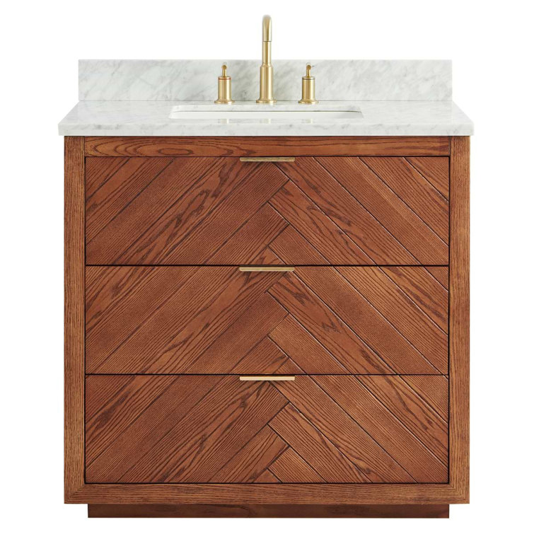 Baker 36" Ash Wood Vanity with Carrara Marble Top
