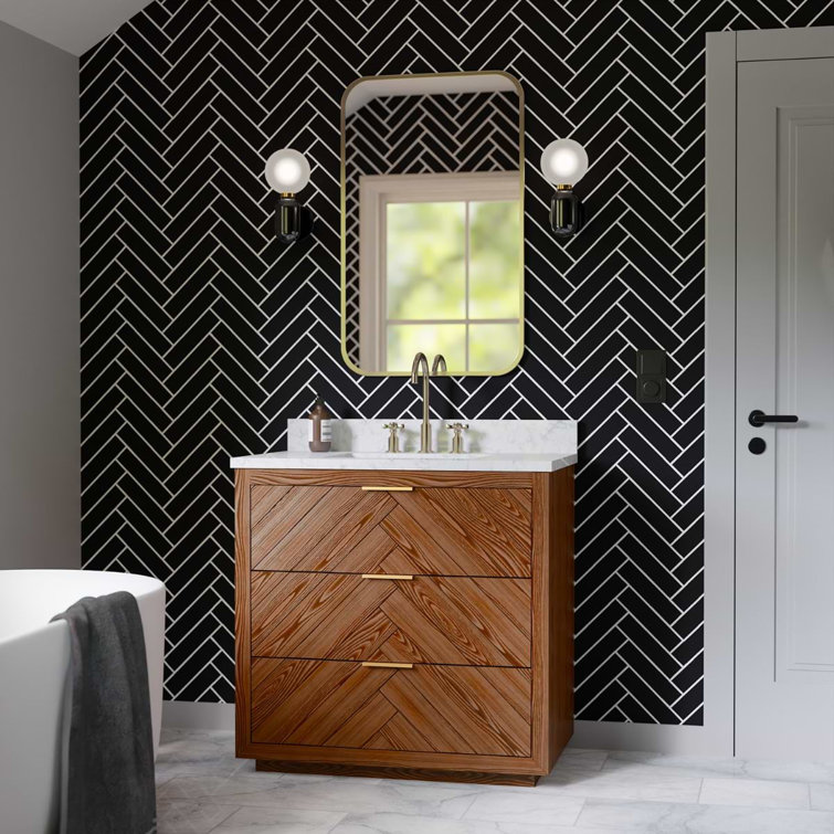 Baker 36" Ash Wood Vanity with Carrara Marble Top